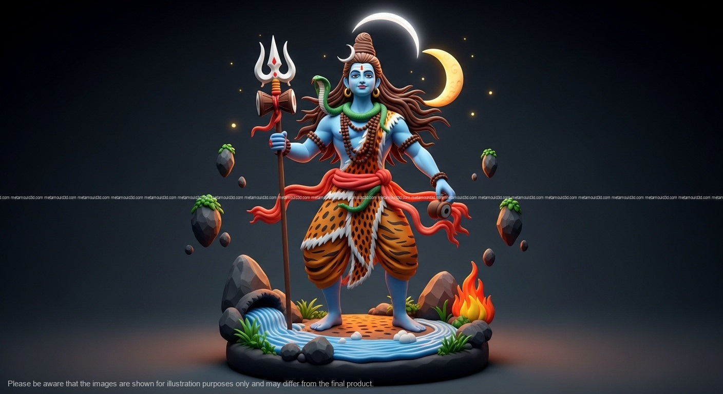 🕉️ Eternal Power 3D Sculpture – Bhagwan Shiv Ji, The Cosmic Lord of Creation & Destruction 🔱🌌