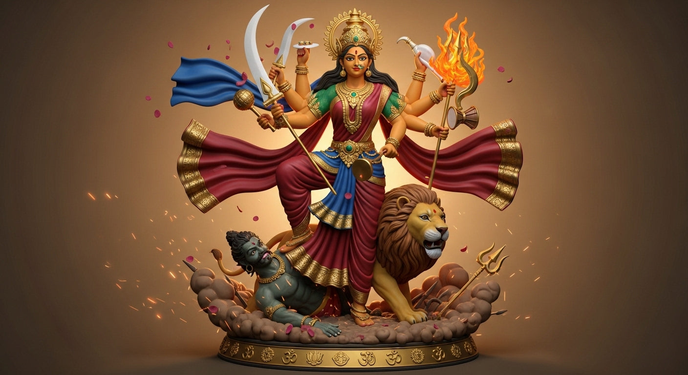 🔱 Divine Shakti 3D Sculpture – Maa Durga Ji, The Eternal Goddess of Strength & Protection 🌸🔥