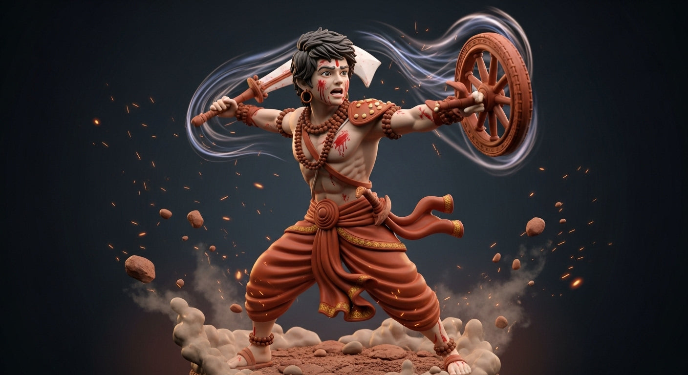 ⚔️ Young Warrior 3D Sculpture – Abhimanyu, The Brave Hero of Mahabharata 🏹🔥
