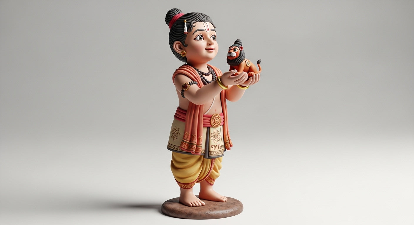 🪷 Eternal Devotion 3D Sculpture – Bhagat Prahlad Ji, The Embodiment of Faith & Divine Grace 🌿✨