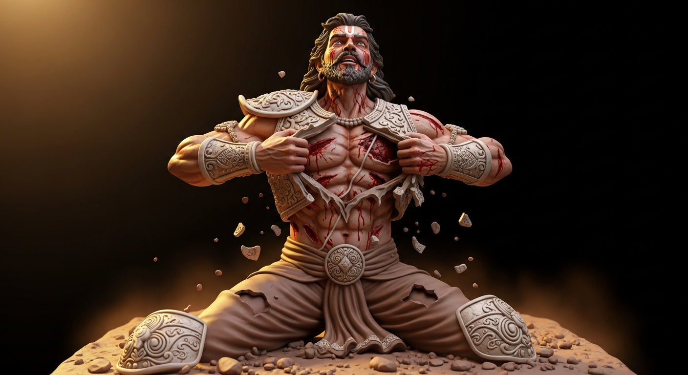 ⚔️ Invincible Warrior 3D Sculpture – Karna, The Legendary Mahabharata Hero with Breaking Armor 🛡️🔥
