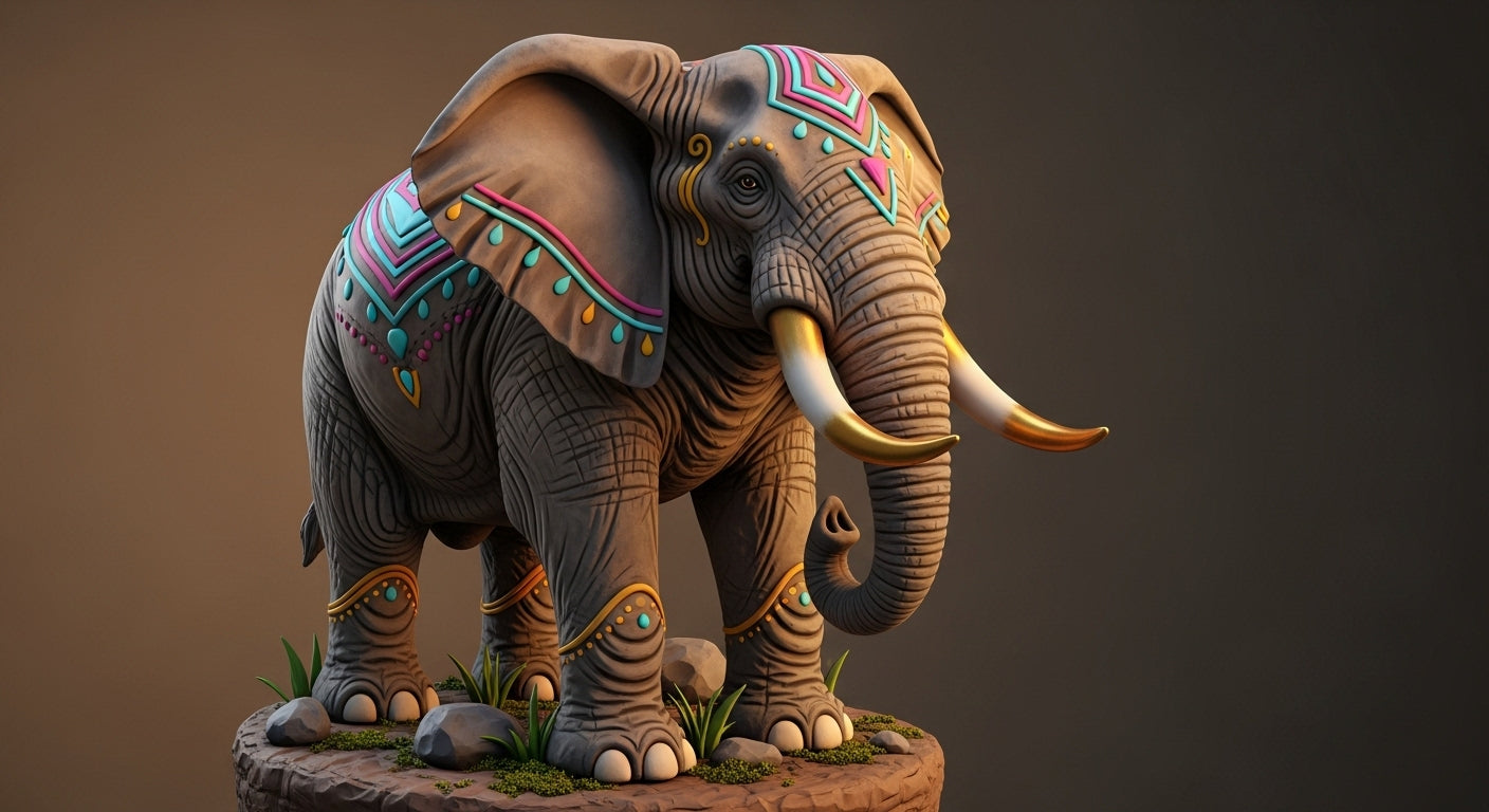 🌿 Royal Elephant 3D Eco-Friendly Sculpture – Handcrafted Symbol of Strength &amp; Prosperity 🐘✨